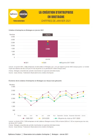 La création d'entreprise en Bretagne en janvier 2021