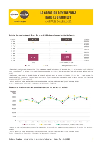 La création d'entreprise dans le Grand Est en avril 2025