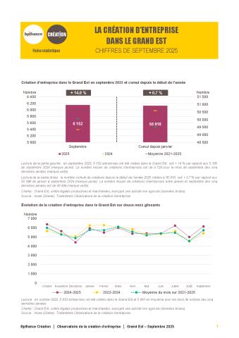 La création d'entreprise dans le Grand Est en septembre 2025