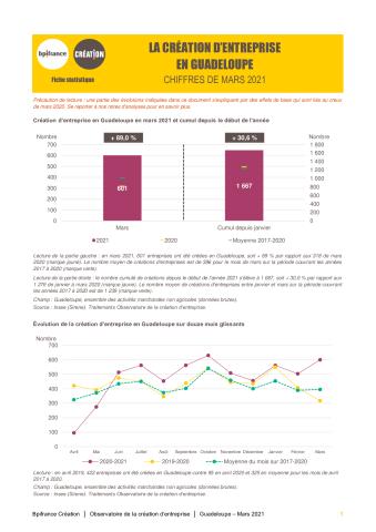 La création d'entreprise en Guadeloupe en mars 2021