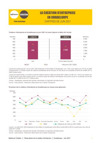 La création d'entreprise en Guadeloupe en juin 2021