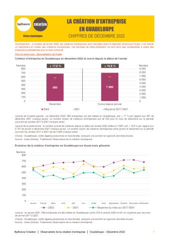 La création d'entreprise en Guadeloupe en décembre 2022