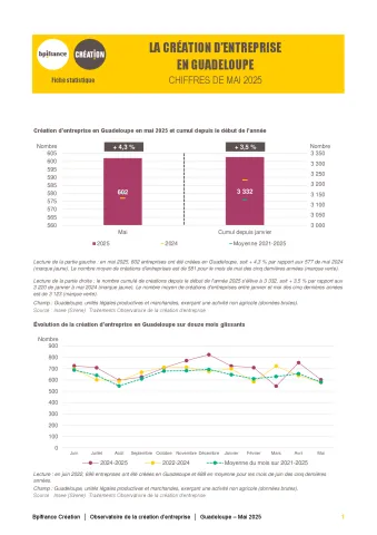 La création d'entreprise en Guadeloupe en mai 2025
