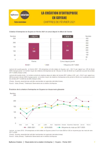 La création d'entreprise en Guyane en février 2021