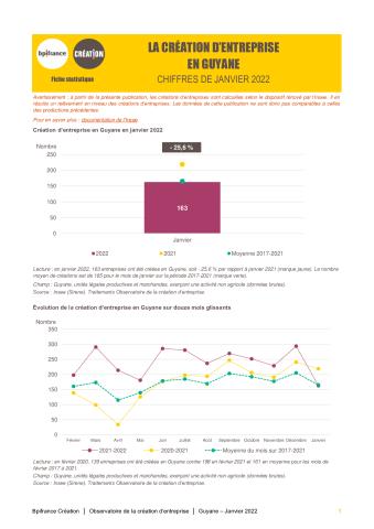 La création d'entreprise en Guyane en janvier 2022
