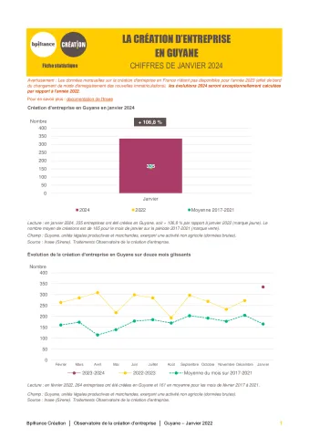 La création d'entreprise en Guyane en janvier 2024