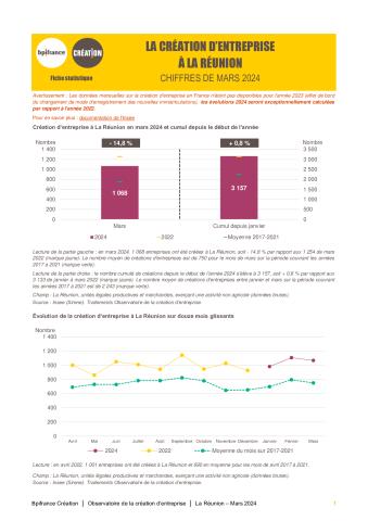 La création d'entreprise à La Réunion en mars 2024