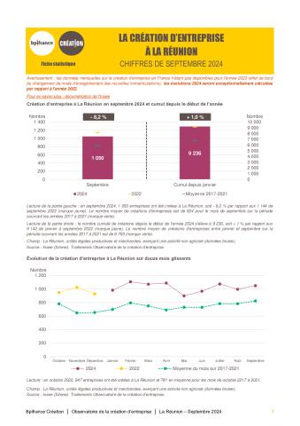 La création d'entreprise à La Réunion en septembre 2024