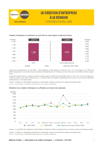 La création d'entreprise à La Réunion en avril 2025