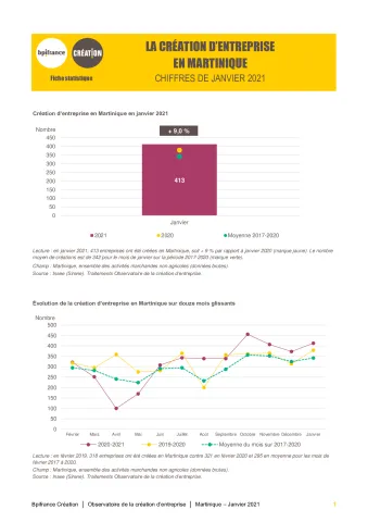 La création d'entreprise en Martinique en janvier 2021