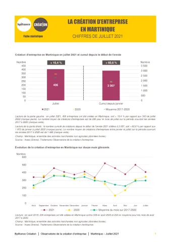 La création d'entreprise en Martinique en juillet 2021