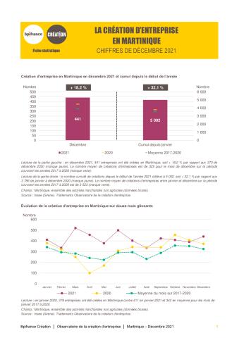 La création d'entreprise en Martinique en décembre 2021