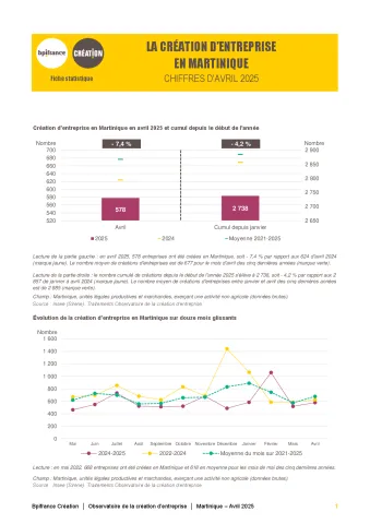 La création d'entreprise en Martinique en avril 2025