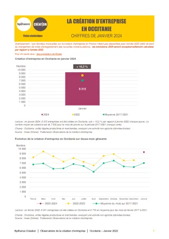 La création d'entreprise en Occitanie en janvier 2024