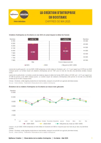 La création d'entreprise en Occitanie en mai 2025
