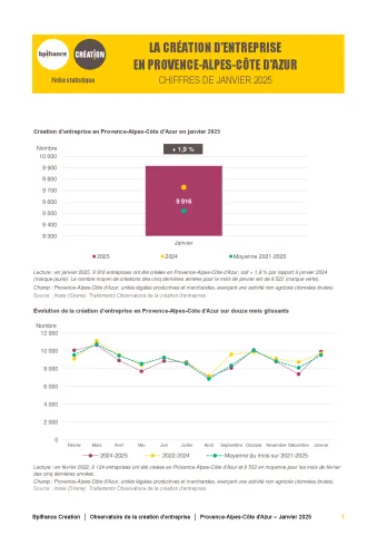 La création d'entreprise en Provence-Alpes-Côte d'Azur en janvier 2025
