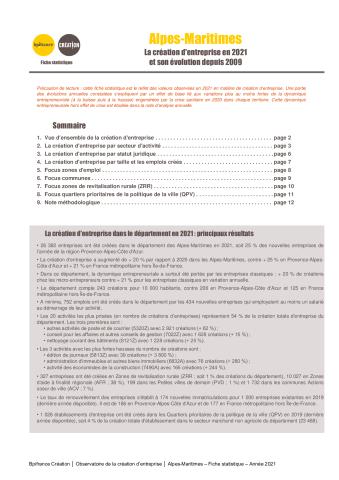 La création d'entreprise dans les Alpes-Maritimes en 2021