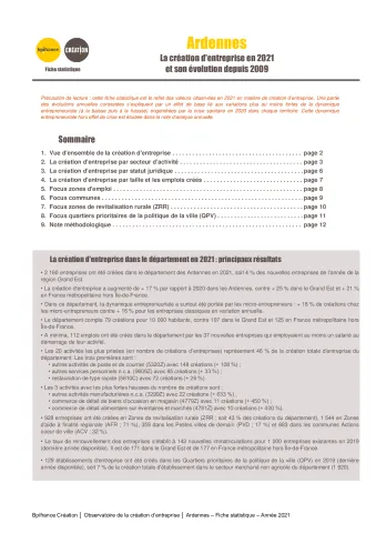 La création d'entreprise dans les Ardennes en 2021