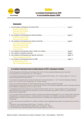 La création d'entreprise dans l'Aube en 2019