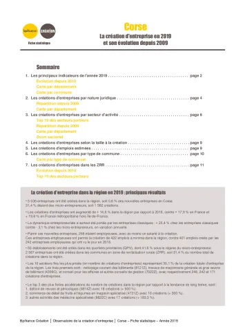 La création d&#039;entreprise en Corse en 2019