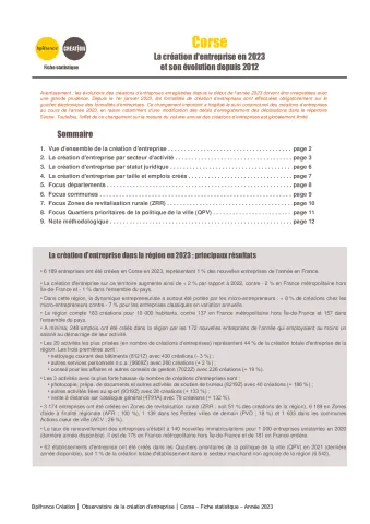 La création d'entreprise en Corse en 2023
