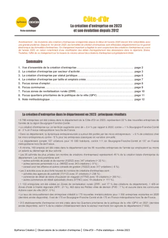 La création d'entreprise en Côte-d'Or en 2023