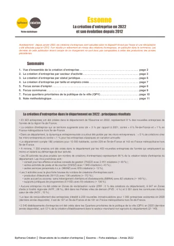 La création d'entreprise dans l'Essonne en 2022