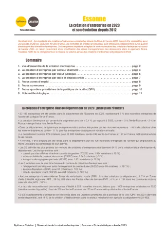 La création d'entreprise en Essonne en 2023
