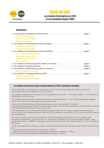 La création d'entreprise en Eure-et-Loir en 2019
