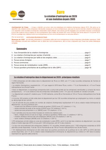 La création d'entreprise dans l'Eure en 2020