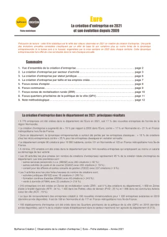 La création d'entreprise dans l'Eure en 2021