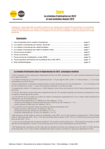 La création d&#039;entreprise dans l&#039;Eure en 2022