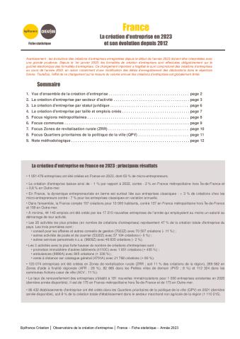 La création d'entreprise en France en 2023