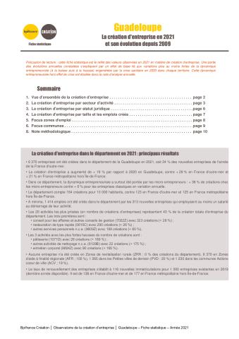 La création d'entreprise en Guadeloupe en 2021