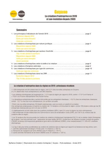 La création d'entreprise en Guyane en 2019