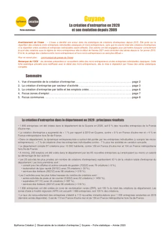 La création d'entreprise en Guyane en 2020