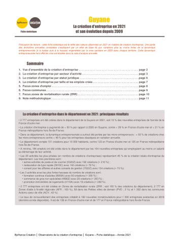 La création d'entreprise en Guyane en 2021