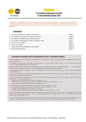 La création d'entreprise en Guyane en 2022
