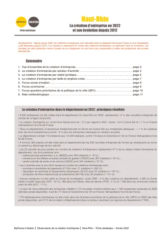 La création d'entreprise dans le Haut-Rhin en 2022