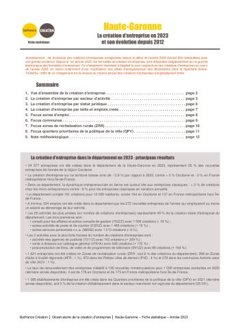 La création d'entreprise en Haute-Garonne en 2023