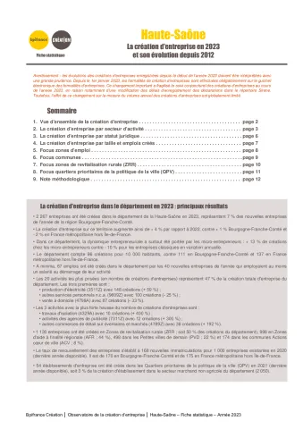 La création d'entreprise dans la Haute-Saône en 2023