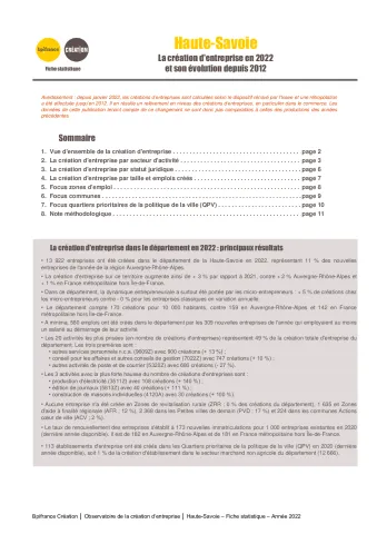La création d'entreprise en Haute-Savoie en 2022