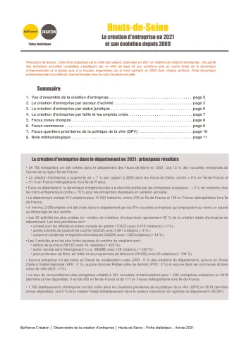 La création d'entreprise dans les Hauts-de-Seine en 2021