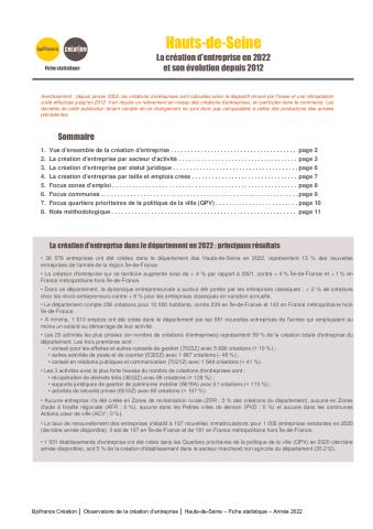 La création d'entreprise dans les Hauts-de-Seine en 2022