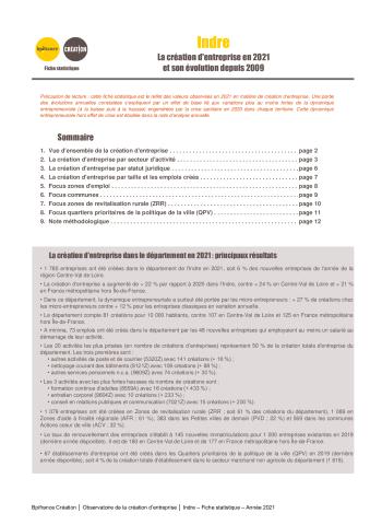 La création d'entreprise dans l'Indre en 2021
