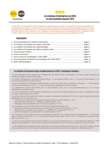 La création d'entreprise en Isère en 2023