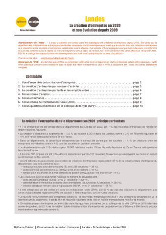 La création d'entreprise dans les Landes en 2020
