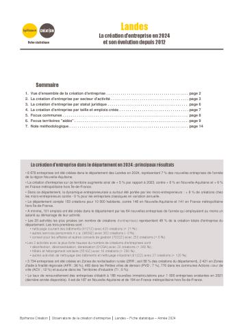 La création d'entreprise dans les Landes en 2024
