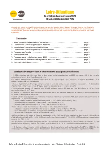 La création d'entreprise en Loire-Atlantique en 2022