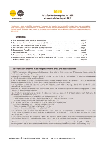 La création d'entreprise dans la Loire en 2022